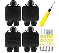 4 Pièces Boîte de Dérivation Etanche IP68 Extérieur - 3 Voies Plus Grande Câble, Boîtier de Raccordement Connecteur de Câble Boite de Derivation pour Câble Ø 5 à 15mm, Noir