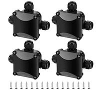 4 Pièces Boîte de Jonction IP68, Connecteur Étanche 3 Voies Connecteurs Boîtier Électrique Extérieur, Boite Raccord Electrique Etanche - Ø 5.5mm-10.2mm/Noir