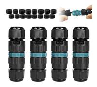 4 Pièces Boîte de Jonction IP68,Pratique,3 Voies Connecteurs Boîte pour câble de terre de 5 à 12 mm de diamètre,Boîtes de jonction d'extérieur,Convient pour jardin,extérieur,sol