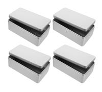 4 Pièces Boîte de Rangement en Fer-blanc Rectangulaire Argentée | Contenant Portable, Usage Voyage et Bureau, pour Bonbons ou Fournitures Aquarelle, Style Noël