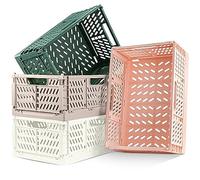 4 pièces Boîte pliante, Boîtes pliantes en plastique stables, 42 x 28 x 16 cm Panier de rangement pliable, Ensemble de boîtes pliantes empilables pour le stockage de cuisine, chambre, salle d’étude