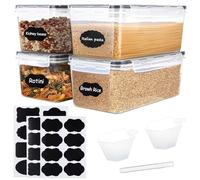 4 Pièces Boite Rangement avec Couvercle, 3 Étiquettes, 2 Tasse Mesurer,1 Marqueur, 3.2L Boîte Conservation Alimentaire, Récipients Hermétiques Cuisine pour Stockage Céréales, Pâtes, Farine, Spaghettis
