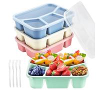 4 Pièces Boite Repas Emboitable, Lunch Box Enfant Bento Box Bento Lunch Box avec Compartiments, Réutilisables Lunchbox avec fourches pour le Travail, Schook, Voyage, Pique-nique (4 Compartiments)