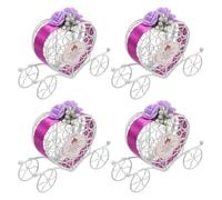 4 Pièces Boîtes à Bonbons Carrosse Citrouille | Style Européen Romantique, Fer et Écume, Décoration Polyvalente, pour Anniversaire et Fête, Couleur Pourpre