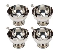 4 Pièces Bols à Crème Glacée, Tasses à Dessert Réutilisables en Acier Inoxydable avec Fourchette, Bols à Pieds de Crème Glacée pour Collation, Bonbons, Salade de Fruits