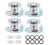 4 Pièces Bonde de Lavabo Universel Pop Up,Bonde de Lavabo Pop-Up avec Filtre Anti-Clogging,Flitre de Vidange Anti-Bloqué pour Lavabo, Baignoire,Cuisine (34 à 40 mm)