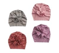 4 Pièces Bonnet Bébé Fleur en Coton, pour Bébés 0 à 2 Ans
