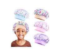 4 Pièces Bonnet Cheveux, Bonnets de Douche Réutilisable de Enfant, Chapeau Nuit en Satin, avec Élastique et Motif Licorne (Rose,