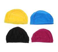 4 Pièces Bonnet de Bain en Nylon pour Adultes et Garçon Fille | Ajustement Près du Corps, Confortable et Respirant, pour Natation et Cours, Convient aux Cheveux Longs Couleur Aléatoire