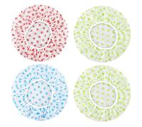 4 Pièces Bonnet De Douche Bonnet de Bain élastiques Chapeau Réutilisables avec Des Bandes Élastiques Pour Femmes Filles Douche SPA Salon (3 PCS, vert bleu rose)