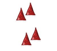 4 Pièces Bonnet de Noël à Paillettes Rouge, Chapeau Festif pour Fêtes | Tissu et Sequins, Confortable à Porter, pour Scène, Garçon Fille, Bureaux et Événements Communautaires