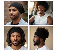 4 pièces Bonnet de perruque à dreadlocks, Chaussettes à dreadlocks, Chapeau tube à dreadlocks extensible doux et confortable, Noir 1 pièce noir,4 pièces noires/ensembleUnicolorePolyester