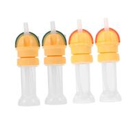 4 Pièces Bouchon de Bouteille avec Paille, Couvercle à Bec Verseur | Petites Bouteilles Standard, Pp 11x3, 4cm, Usage Maison et École, Rangement Intégré