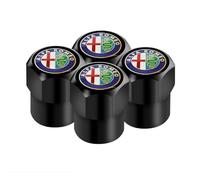 DADYM 4 Pièces Bouchon de Valve pour Alfa Romeo Giulia Spider GT Mito Stelvio,Bouchon de Valve pour Une Pression Stable des Pneus,Accessoire Voiture Tuning,Capuchon Antipoussière,Black