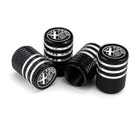 4 Pièces Bouchon Valve Pneu Voiture pour Alfa Romeo Stelvio 949 I 2017-2024, Bouchons de Tige de Valve de Pneu en Aluminium Accessoire Anti-poussière,Black