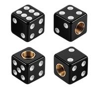 4 Pièces Bouchon Valve Pneu Voiture pour Audi A6 S6 RS6 4F A6 Avent 4F5 4FH Saloon Estate 2005-2011, Bouchons de Valve Anti-Poussière en Forme de dés pour Voiture,Black