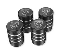 4 Pièces Bouchon Valve Pneu Voiture pour Peugeot 208 I 2015-2019, Bouchons de Tige de Valve de Pneu en Aluminium Accessoire Anti-poussière,Black