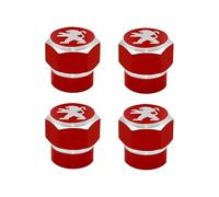4 Pièces Bouchon Valve Pneu Voiture pour Peugeot rc SW rcline rc-Line 206 307 407 1007 4007, Bouchons Anti-poussière de Pneu de Voiture Couvre-Valve Voitures,Red