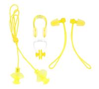 4 Pièces Bouchons D’oreilles de Natation et Pince-nez, Kit | Pvc Jaune, Forme Suspendue, Usage Baignade et Loisirs Aquatiques, Confort Solide, Anti-perte