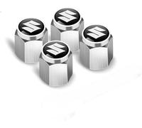 4 Pièces Bouchons de Tige de Valve Pneu pour Suzuki Jimny III Bj. 1998-2018, Pneus Voiture Couvre-Valves en Aluminium Tiges à Valves Capuchons à Poussière,Silver