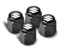 4 Pièces Bouchons de Tige de Valve Pneu pour Suzuki Jimny IV Bj. AB 2018, Pneus Voiture Couvre-Valves en Aluminium Tiges à Valves Capuchons à Poussière,Black