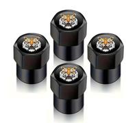 4 Pieces Bouchons de Valve Pneu Voiture pour Ford Mustang, Alliage d'Aluminium Bouchons de Valve Tête de Tigre