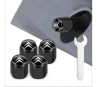 4 Pièces Bouchons de Valve pour Citroen C4 C-Triomphe 2007-2011, Couvercle Tige Métal Antivol Accessoires avec Joint D'étanchéité,Black