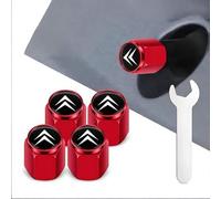 4 Pièces Bouchons de Valve pour Citroen DS 3 2009-2014, Couvercle Tige Métal Antivol Accessoires avec Joint D'étanchéité,Red