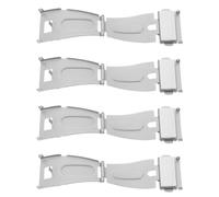 4 Pièces Boucle Déployante de Montre 20mm à Double Poussoir | Fermoir Argenté à Structure Pliante, Finition Polie Miroir, Usage pour Bracelets Métal ou Cuir