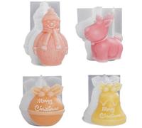 4 Pièces Bougie Moule en Silicone Moule Silicone De Noel Moules pour Bougies Moule À Savon en Silicone Bougie 3D Moule Bonhomme de Neige DIY pour Fabriquer Des Bougies, Des Décorations de Noël