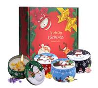 4 Pièces Bougie Parfumée Ensemble Cadeau, Bougie Parfumée de Noël Cadeau, bougies parfumées en cire de soja pour la maison, pour Bain Yoga, Fête des Mères, Noël, Saint Valentin