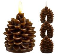 4 Pièces Bougies de Noël Bougies Réalistes en Pomme de Pin sans Flamme Bougies LED à Piles Bougies en Pomme de Pin en Paraffine Non Parfumées pour Table de Noël, Décoration de Cheminée Bougies de Noël
