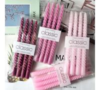 4 pièces Bougies spirales de 10 pouces, variété rose, chaque bougie brûle pendant 8 heures, options de couleurs multiples, convient pour la décoration de la maison, la chambre, les fêtes, les mariages