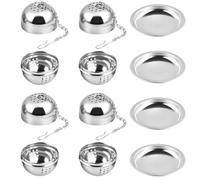 4 Pièces boule a the infuseur, Infuseur Thé avec 4 plateaux égouttoirs | Boule à Thé Ovale en Acier Inoxydable pour Thé en Vrac, Épices et Herbes, 4x5cm Alternative au Sachet The a Remplir Jetable