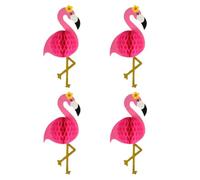 4 Pièces Boule Décorative en Papier en Nid D'abeille Flamant Rose