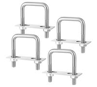 4 Pièces Boulon En U M8, Bride De Fixation avec écrous Plaque De Cadre et Rondelles, Boulons En U Carrés pour Poteau De Clôture, Fixation Du Tube