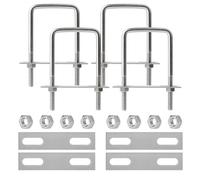 4 Pièces Boulons en U M8 60 x 120 mm en Acier Inoxydable - U-Bolts avec Écrou, Plaques, Rondelle - Étriers de Fixation Carrés pour Tuyaux