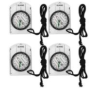 4 Pièces Boussole d'Orientation, Randonnée Sac à Dos Boussole Professionnelle Boussole à Échelle de Carte avec Règle de Loupe de Déclinaison Accessoire d'équipement de Navigation