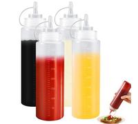 4 Pièces Bouteille à Sauce,350ml Squeeze Bottle,Bouteille Sauce,Recipient Sauce,Bouteille à Condiments,bouteilles à condiments en plastique,pour ketchup, sauce, barbecue, grillades, vinaigrette