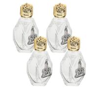 4 Pièces Bouteille en Verre Vide 16ml Mini Rose Dorée pour Eau Bénite | Verre Transparent, Format Poche, pour Baptême, Autels Cérémoniels et Voyages de Pèlerinage