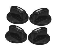 4 Pièces Bouton de Commande du Four ABS de Remplacement Noir | Axe 6mm, Demi-arbre, pour Cuisson Électrique et Four, Réglage Précis