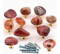 4 Pièces Boutons de cornaline naturelle, Poignées en agate de soie, Poignées tiroir d'armoire boutons de placard Boutons en pierre d'origine pour Placards armoire à tiroirs avec vis