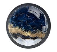 4 pièces Boutons de tiroir blancs et bleus en marbre - Boutons d'armoire ronds en forme de champignon - Poignées de placard - Matériel - Poignée de porte pour armoire, garde-robe, tiroir, chambre