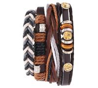 4 Pièces Bracelet en Cuir Vintage Tressé, Kit DIY Multi-couches | Style Délicat et Respirant, Format Portable, pour Soirée et Sortie, Ensemble Simple