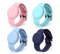 4 Pièces Bracelet Enfant Airtag, Bracelet Étanche en Silicone Souple Compatible avec Apple Air Tag Réglable Bracelet de Montre pour Enfants pour le Marquage de Suivi GPS (4 Couleurs)