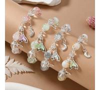 4 pièces Bracelets de perles Charm faits main avec queue de sirène, étoile et lune en verre cristal craquelé ombré. Cadeau de festival pour filles. Chaque lot a une variation de couleurs. Verre