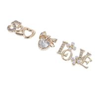 4 Pièces Breloques pour Ongles en Perles et Zircon, Cœur Doré DIY | Décorations Légères et Portables, pour Manucure DIY et Album Photo, Finition Élégante