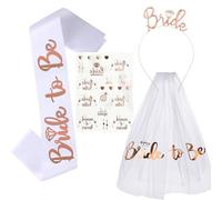4 pièces Bride to Be Sash and Veil Gadgets pour être Mariée Décoration Bandeau et Voile de Mariée Accessoires pour la Fête de Bachelorette Bandeau de Mariée Tiara Tatouages Rose Or