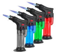 4 Pièces Briquet Tempête Gaz Briquet Rechargeable Flamme Réglable Chalumeau de Cuisine Briquets pour Camping, Extérieur, Cuisine, Barbecue (Gaz non Inclus)
