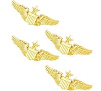 4 Pièces Broche d'Aviateur Dorée, Épinglette pour Pilote de Vol, Badge d'Aile d'Aviation, Épingle à Ailes Badge de Pilote, pour Chapeau Chemise Uniforme Aviateur Vêtements